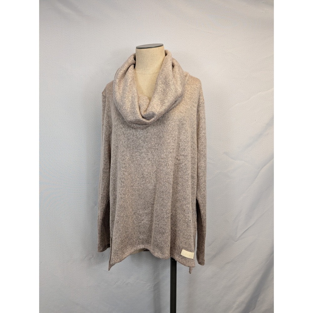 DKNY Women's Taupe Heather Acrylic Cowl Neck Pullover Sweater Relaxed Fit